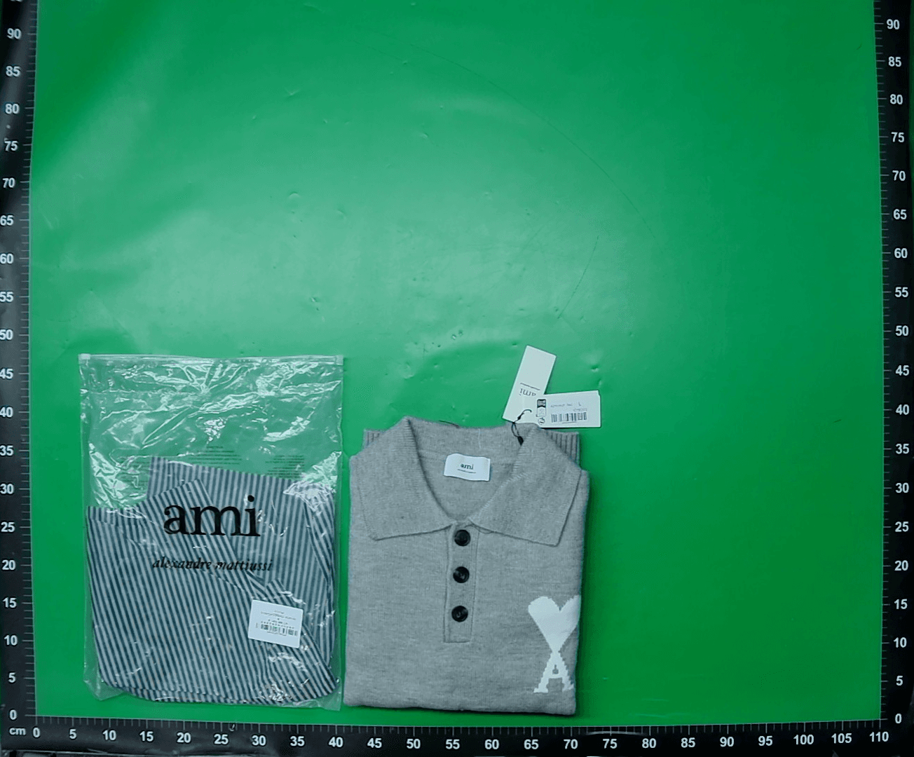 AMI白色爱心提花ADC羊驼毛混纺宽松毛衣Polo领套头毛衣男女同款 — miniatura QC 2