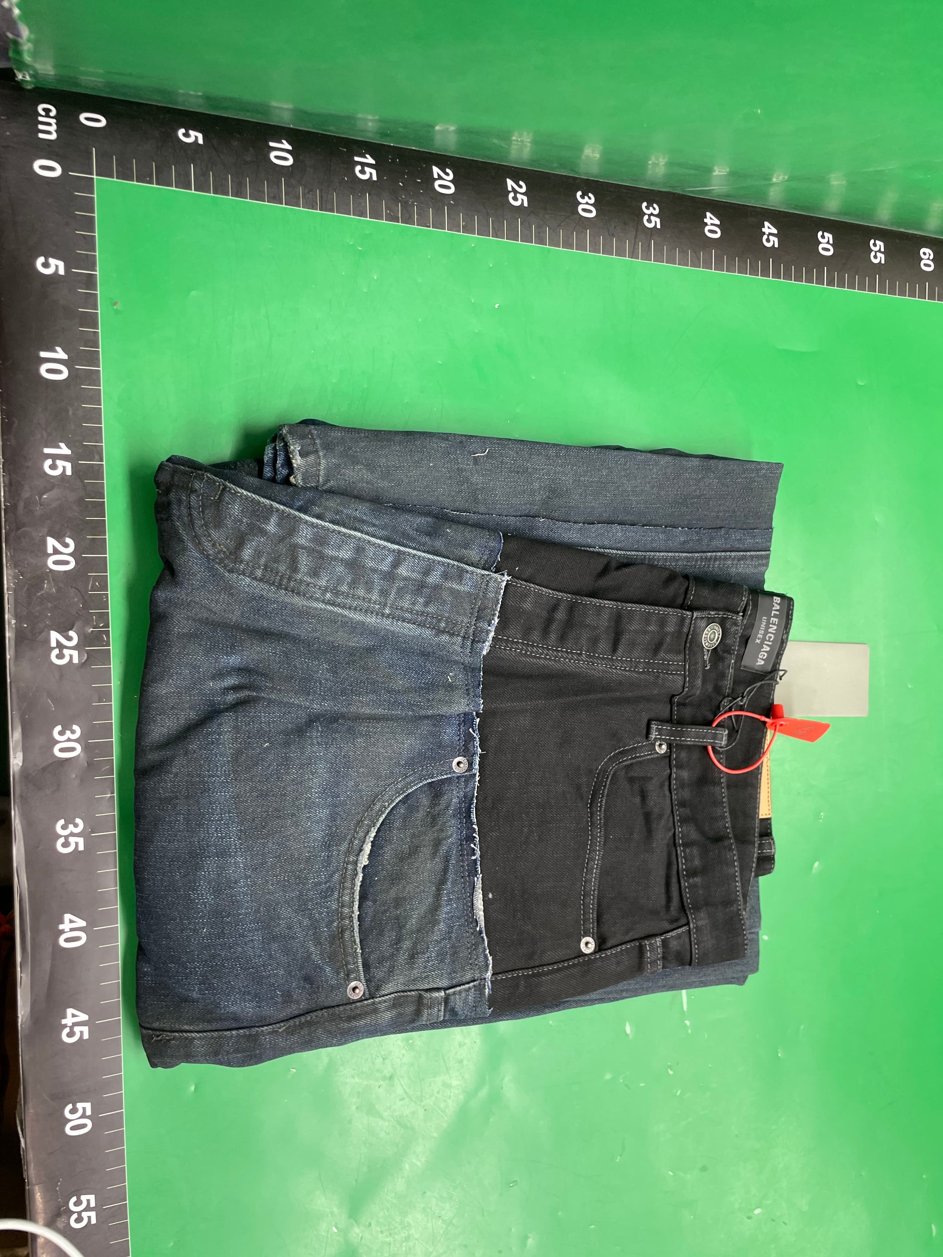 无性别风春夏潮流双腰拼接水洗做旧破坏阔腿牛仔裤男女宽松休闲裤 — miniatura QC 2