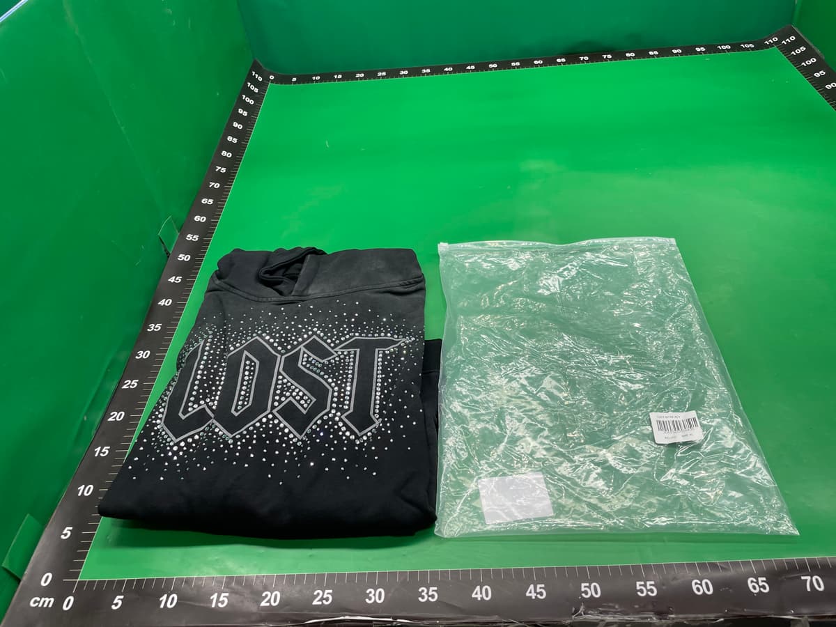 洛杉矶潮牌Lost intricacy洗水做旧卫裤长裤烫钻开衫拉链卫衣套装 — miniatura QC 3