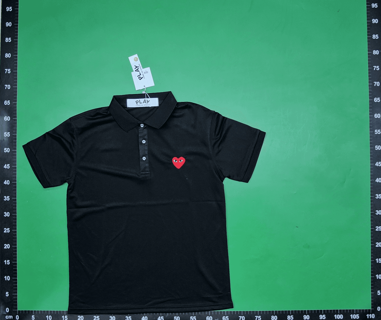 情侣款色桃心T恤装男女PI刺绣跨境心POLO衫短袖纯爱心潮牌AY大红 — miniatura QC 3