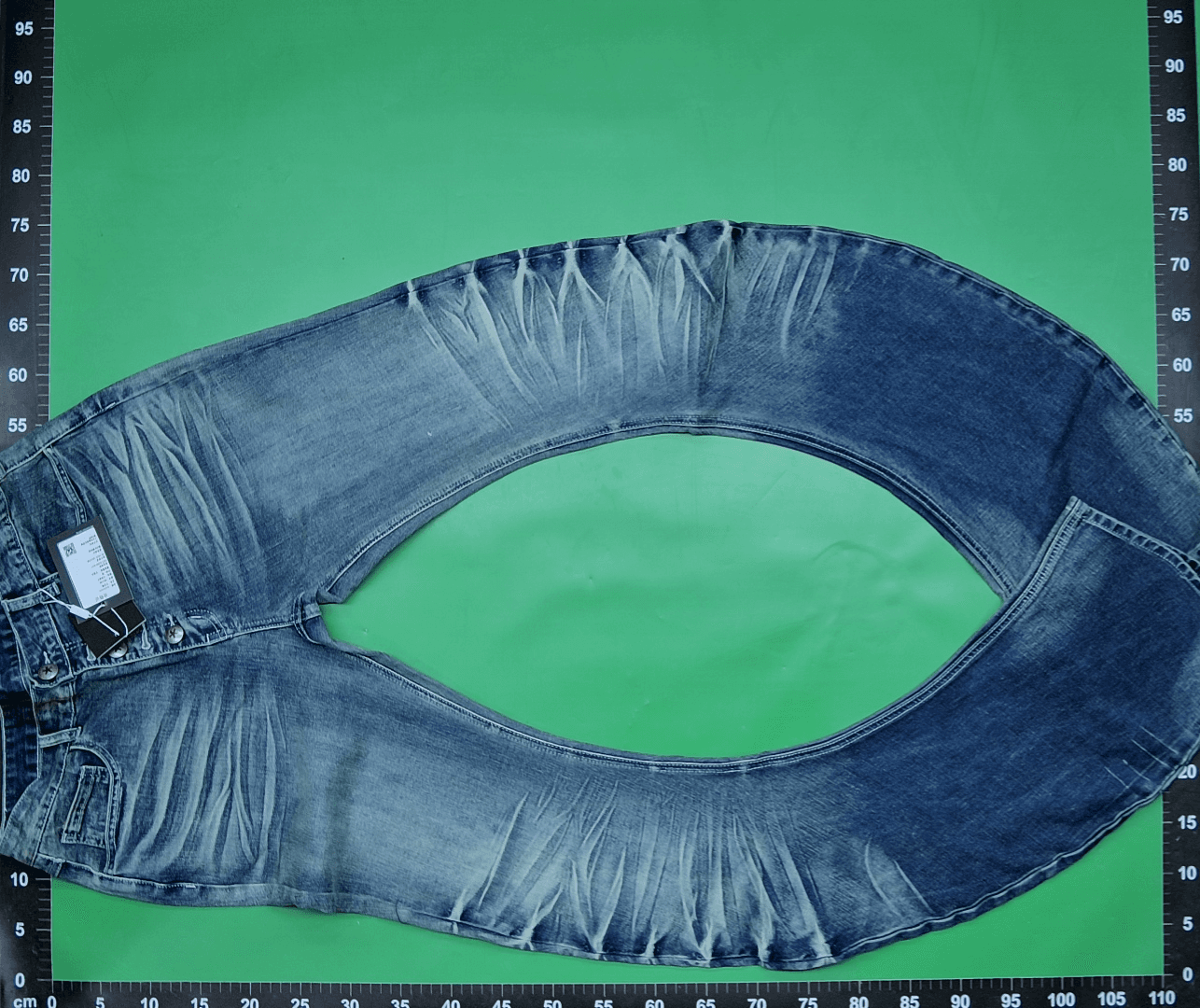Noemosen*【Original Release】Ice Blue Cracked Washed Three-Dimensional Cat Whiskers Scimitar Cut Fog Blue Jeans — miniatura QC 5