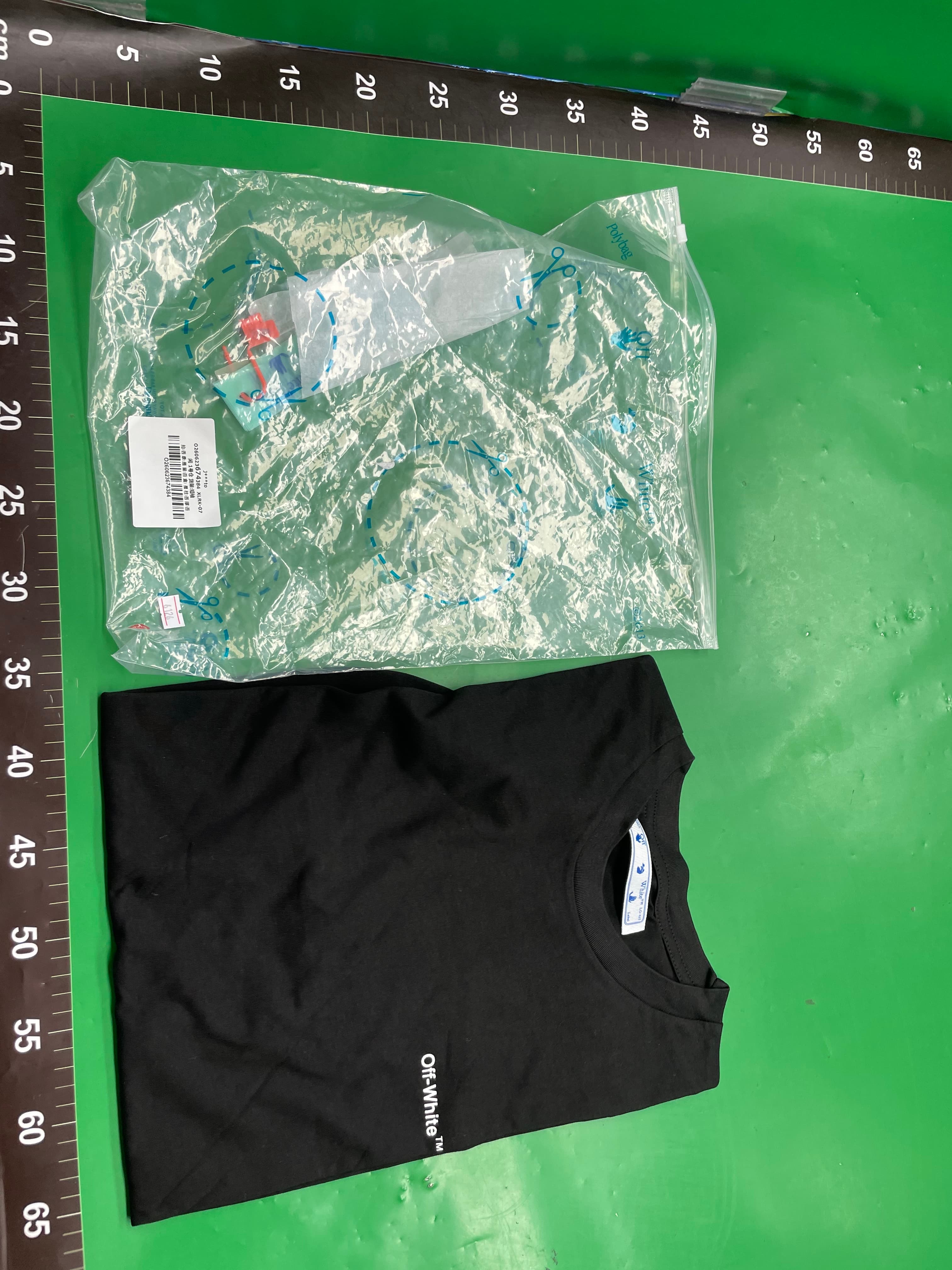 批发off短袖ow潮牌溶解箭头渐变星空泼墨T恤黄色胶带警戒线情侣装 — foto QC 1