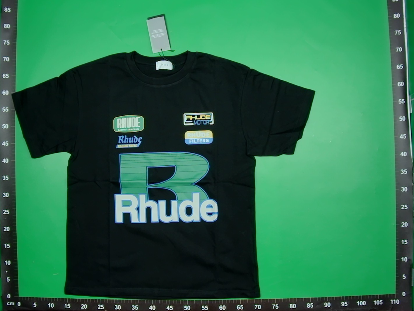 跨境专供美式潮牌Rhude字母logo印花高品质双纱纯棉男女短袖T恤 — miniatura QC 3