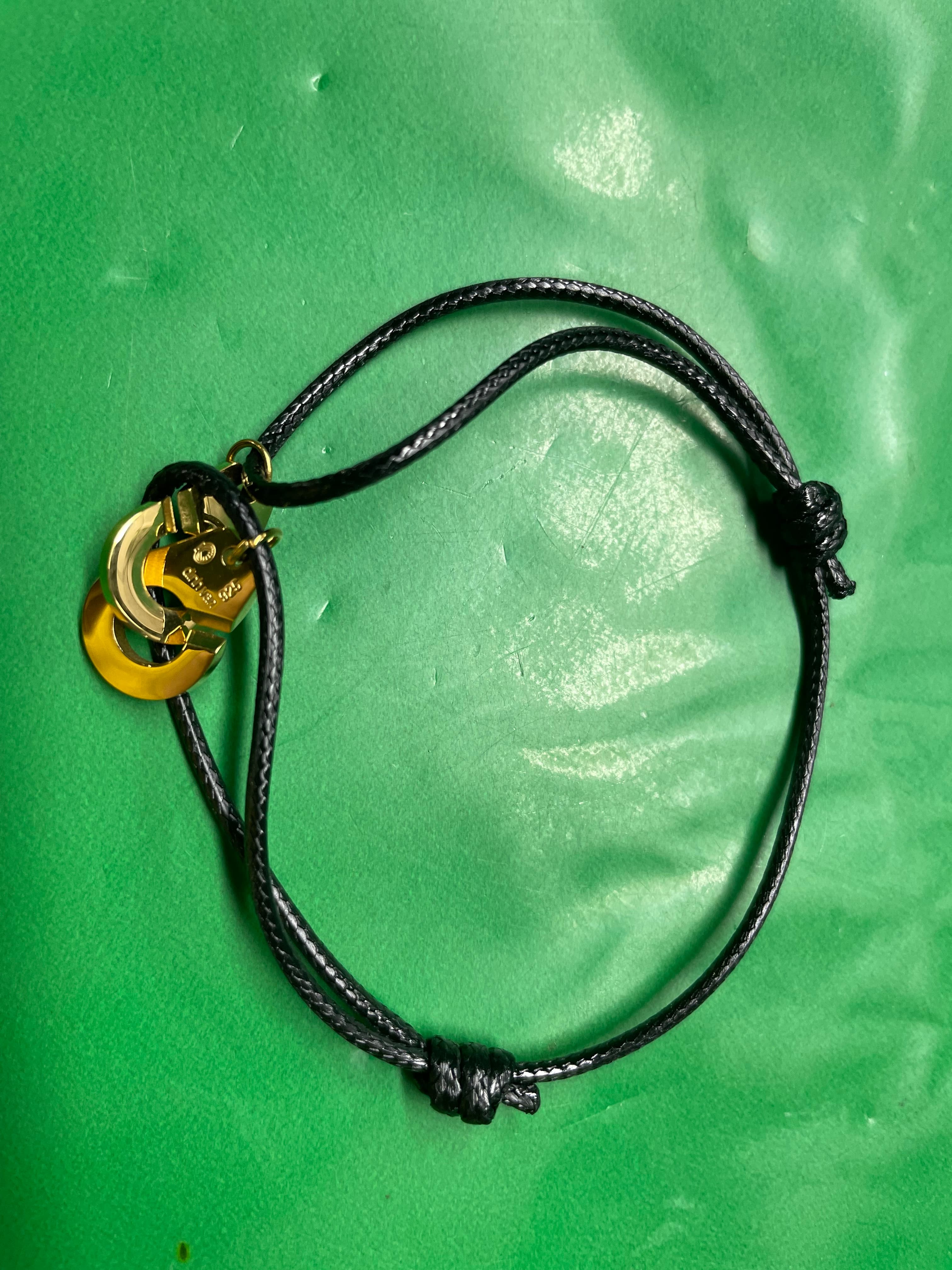 s925纯银不掉色情侣手工编织彩色蜡绳手铐手绳转运红色手链金色扣 — foto QC 1