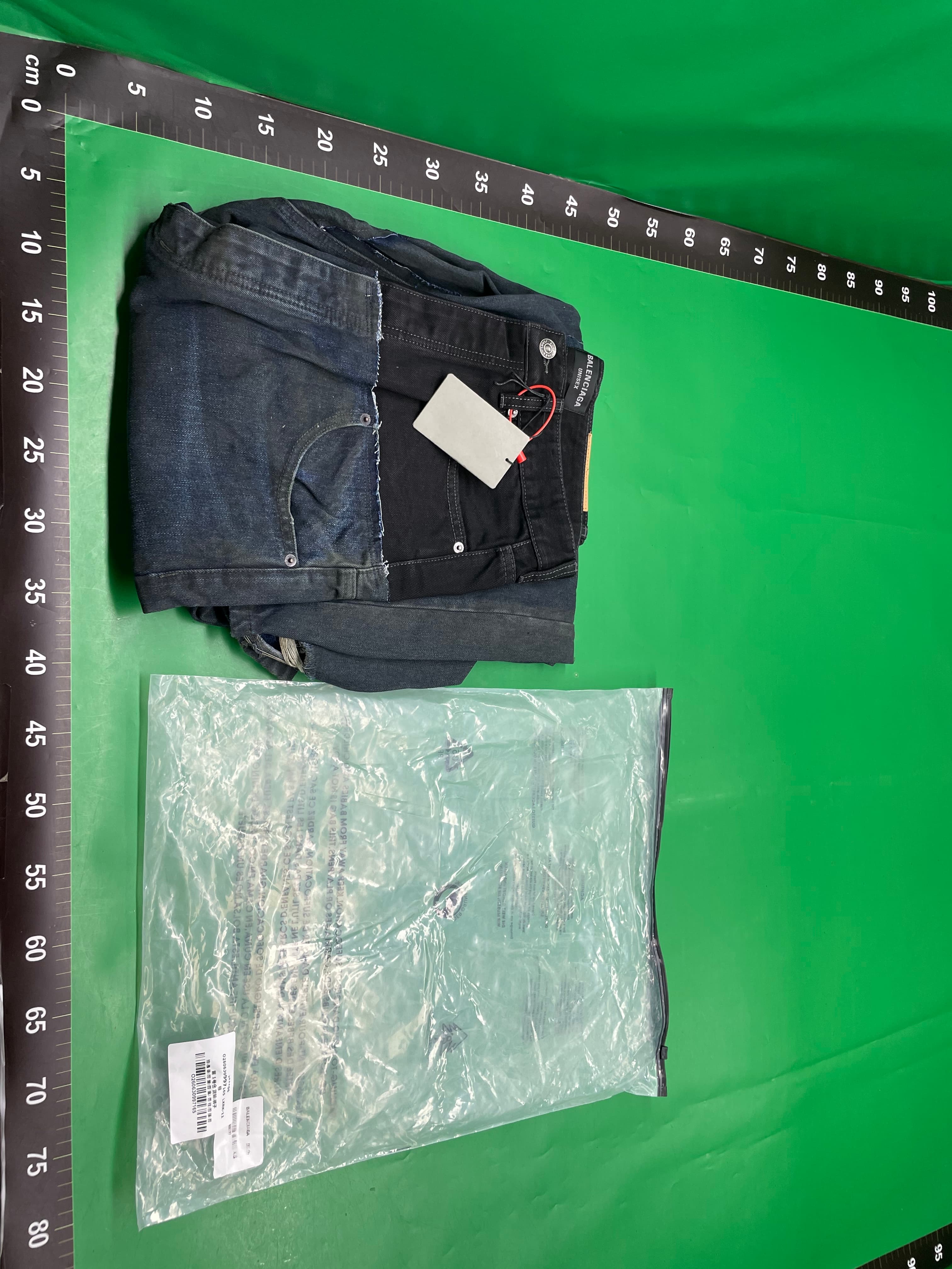 无性别风春夏潮流双腰拼接水洗做旧破坏阔腿牛仔裤男女宽松休闲裤 — foto QC 1