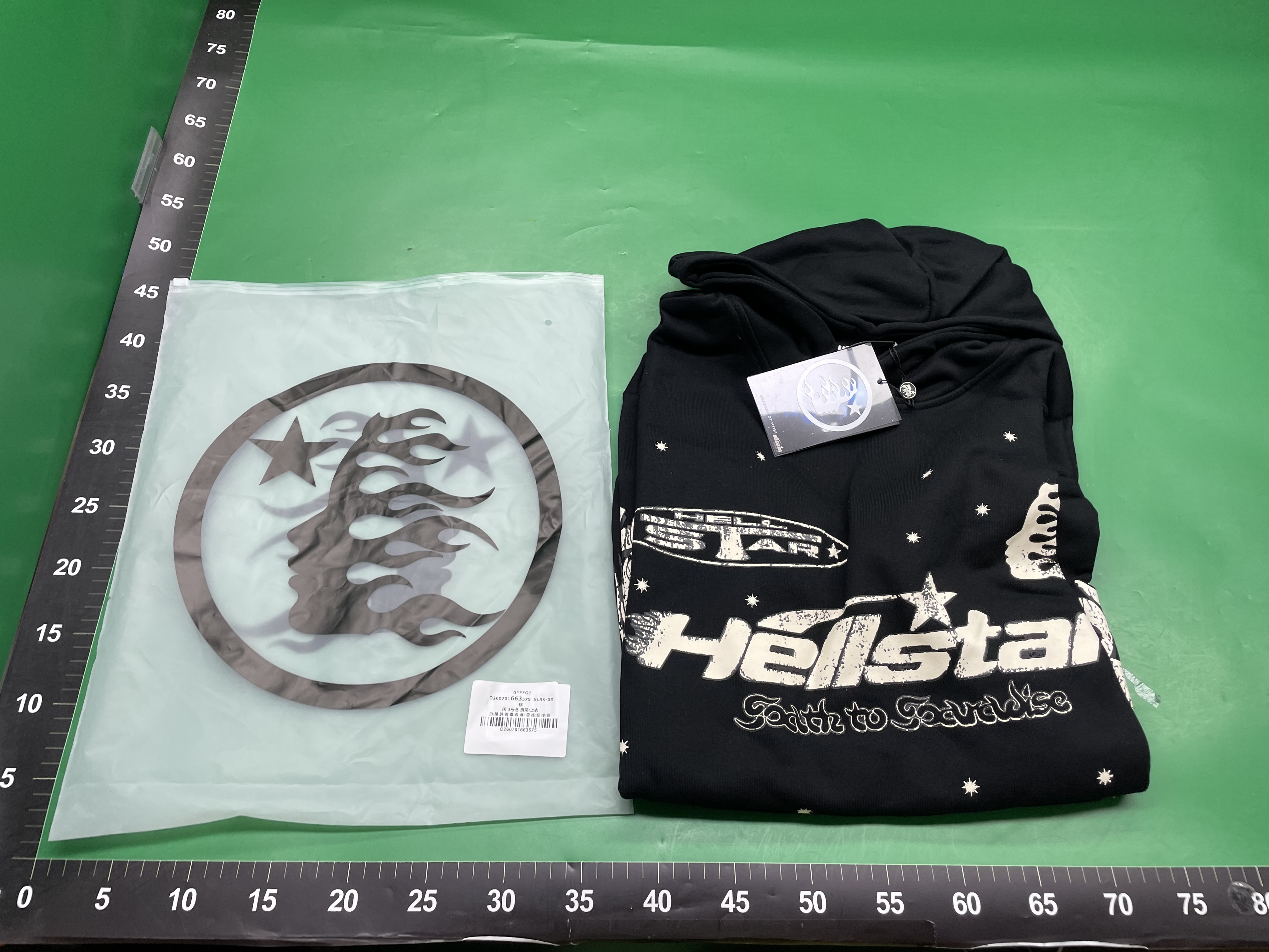 跨境新款欧美Hell地狱之星潮牌宽松复古字母印花连帽卫衣衫长裤潮 — miniatura QC 4