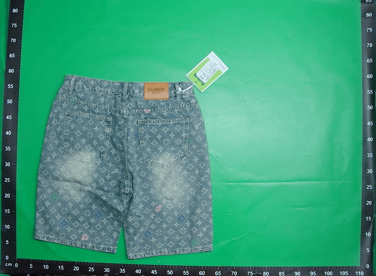 美式高级感潮牌时尚痞帅提花牛仔短裤男夏季新款五分裤直筒中裤 — foto QC 1
