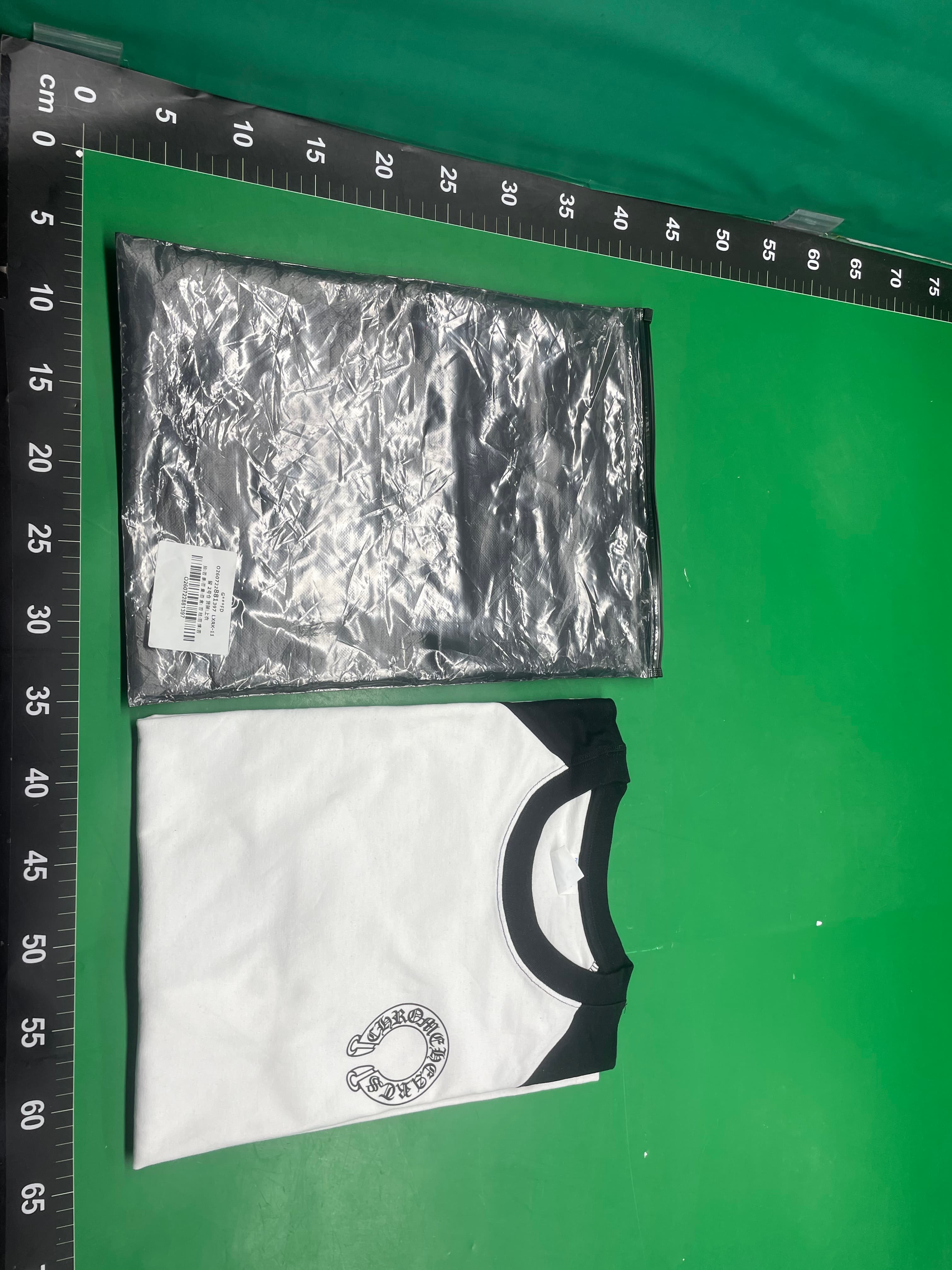 黑白撞色马蹄印花长袖t恤打底衫情侣款宽松梵文小众潮牌男女上衣 — foto QC 1