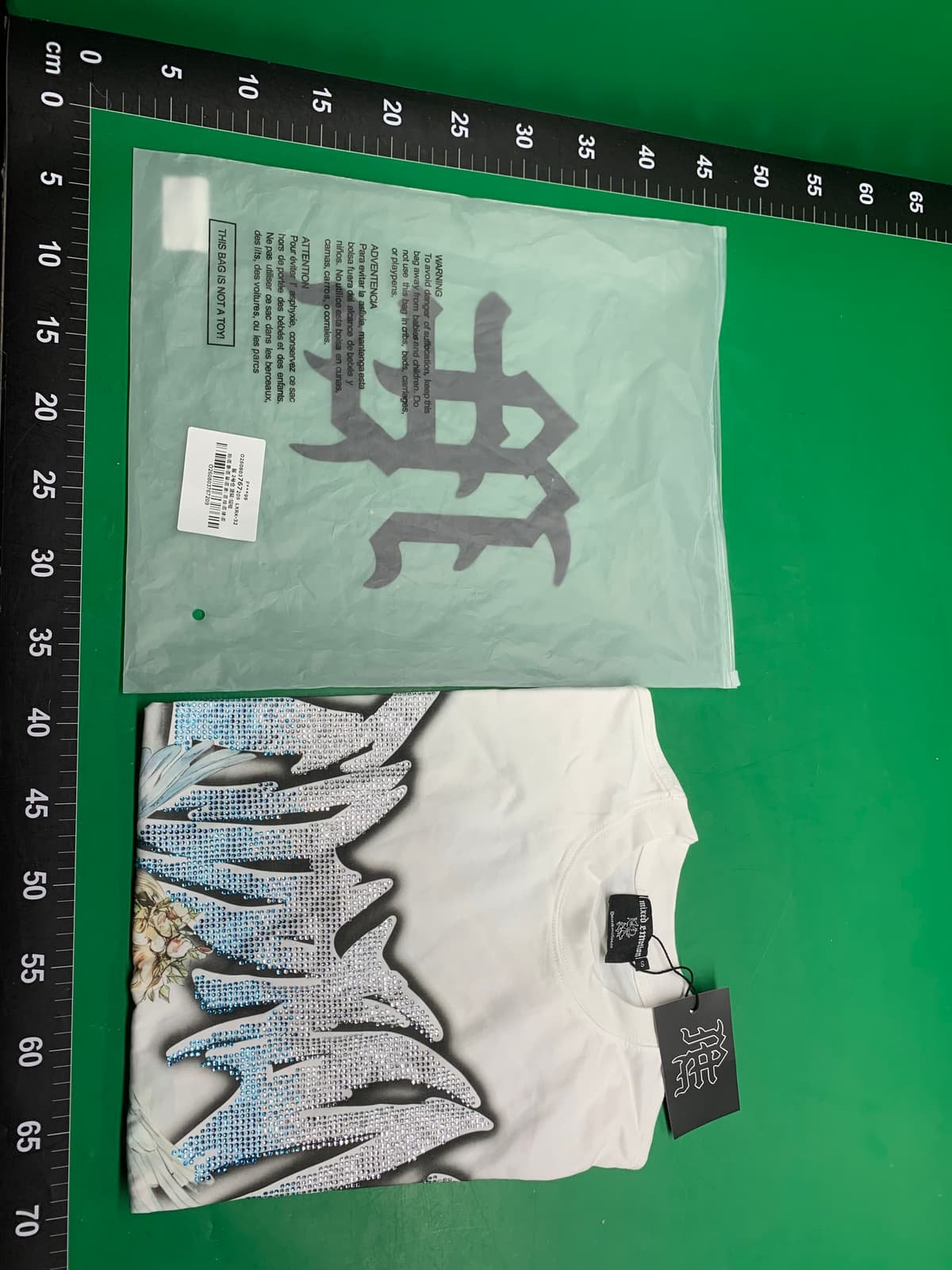 MIXED EMOTION美式街头烫钻字母短袖复古高街休闲情侣纯棉短袖T恤 — foto QC 1