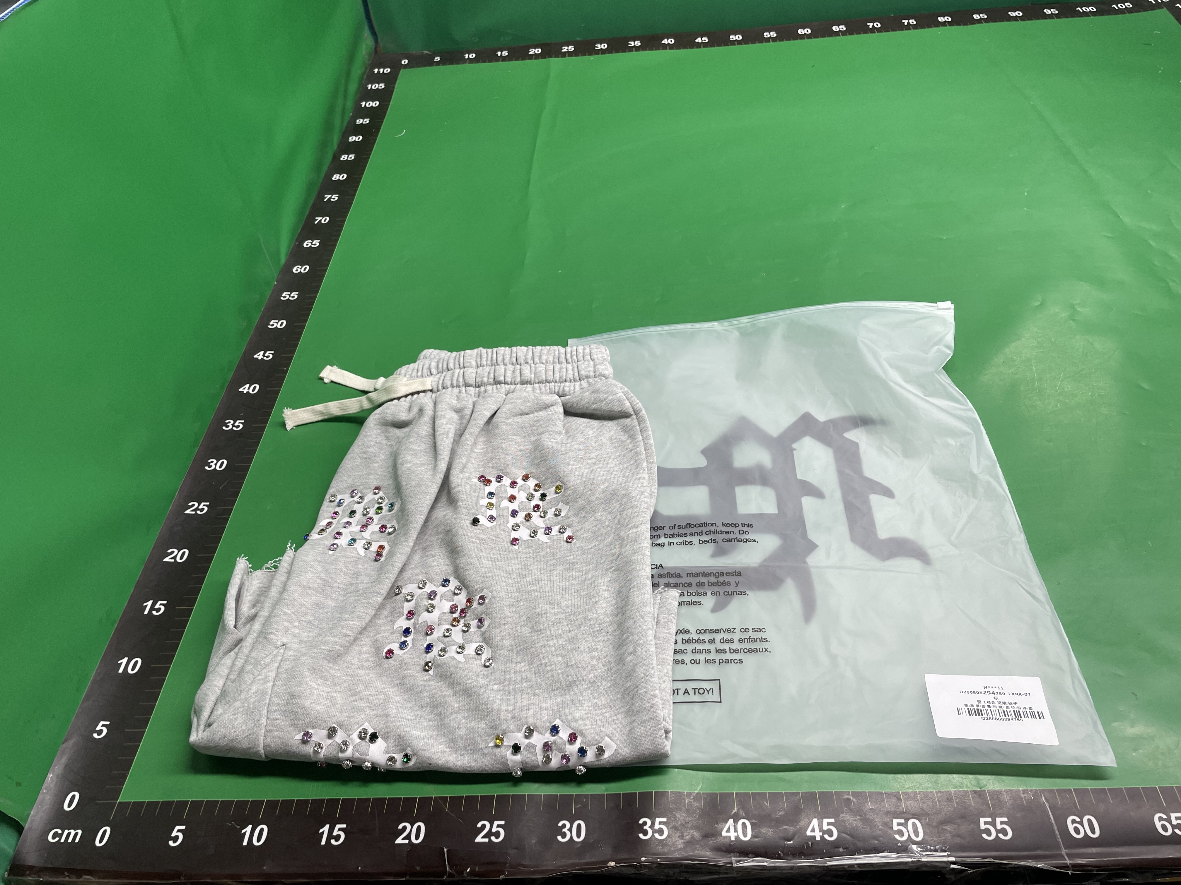外贸潮牌MIXED EMOTION新款字母刺绣烫钻宽松短裤男女情侣短袖t恤 — miniatura QC 3