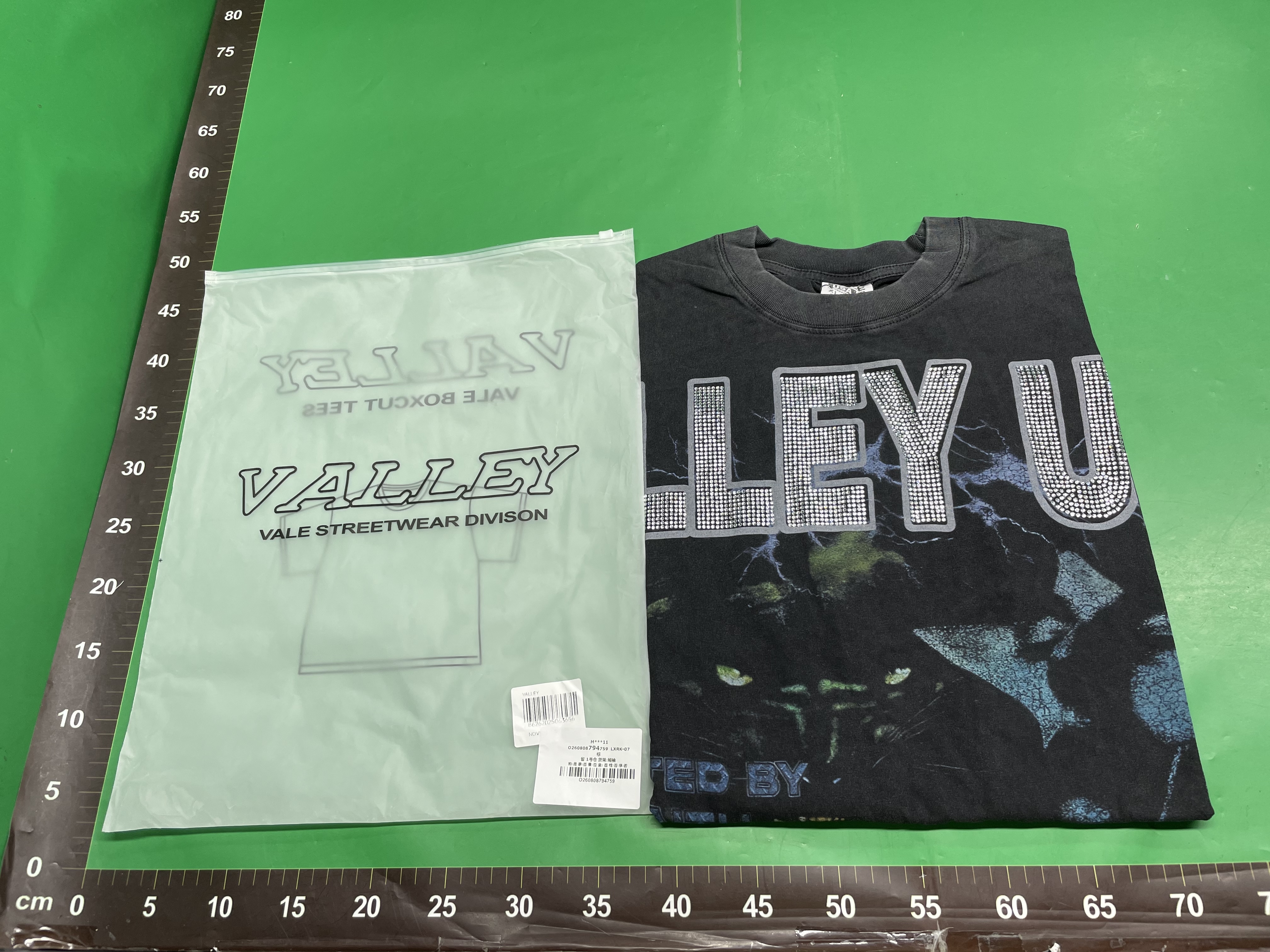 25ss跨境美式vale潮牌烫钻拼接洗水做旧T恤高品质嘻哈马骝短袖 — miniatura QC 4