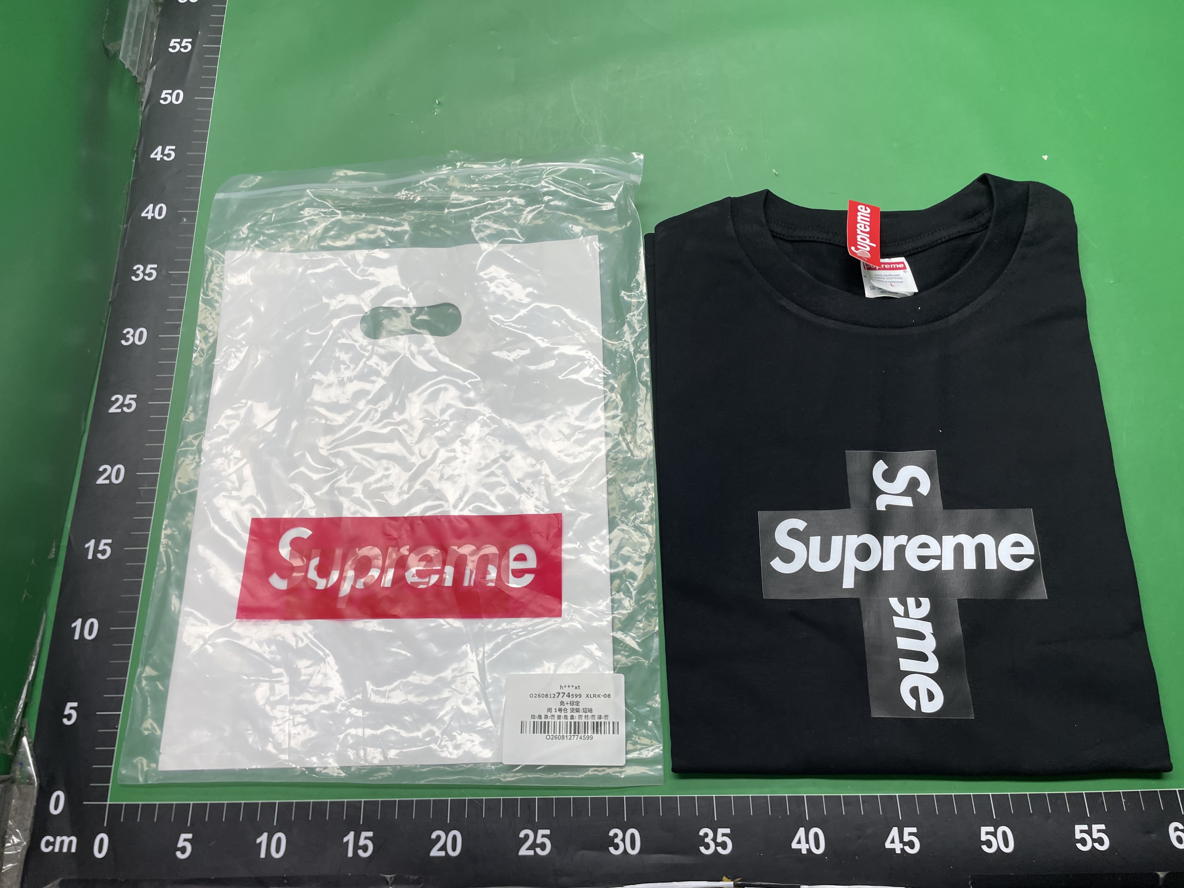 高版本潮牌Supreme联名经典logo双纱纯棉男女同款重磅宽松短袖T恤 — foto QC 1