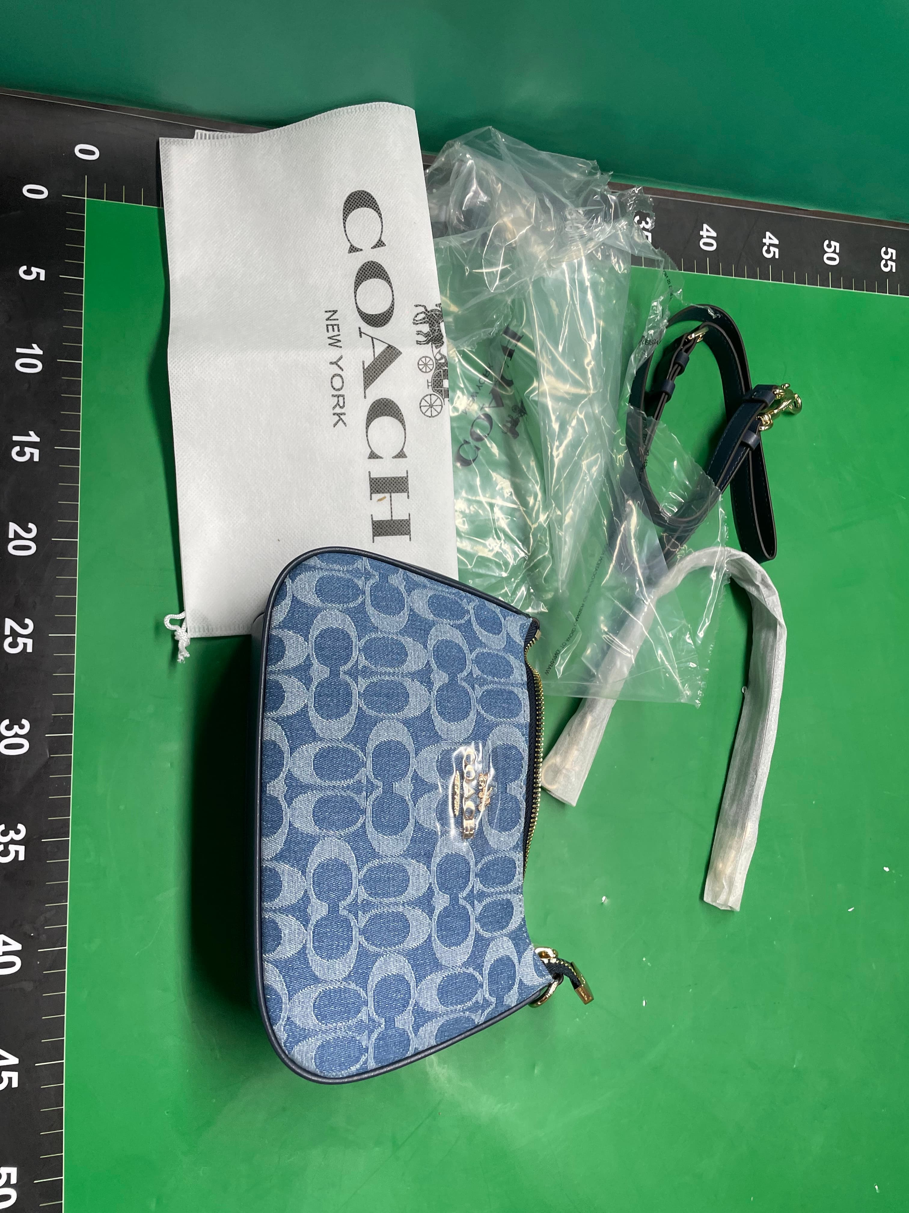 26新款女包teri25腋下包丹宁蓝老花时尚单肩斜挎手提麻将包月牙包 — foto QC 1