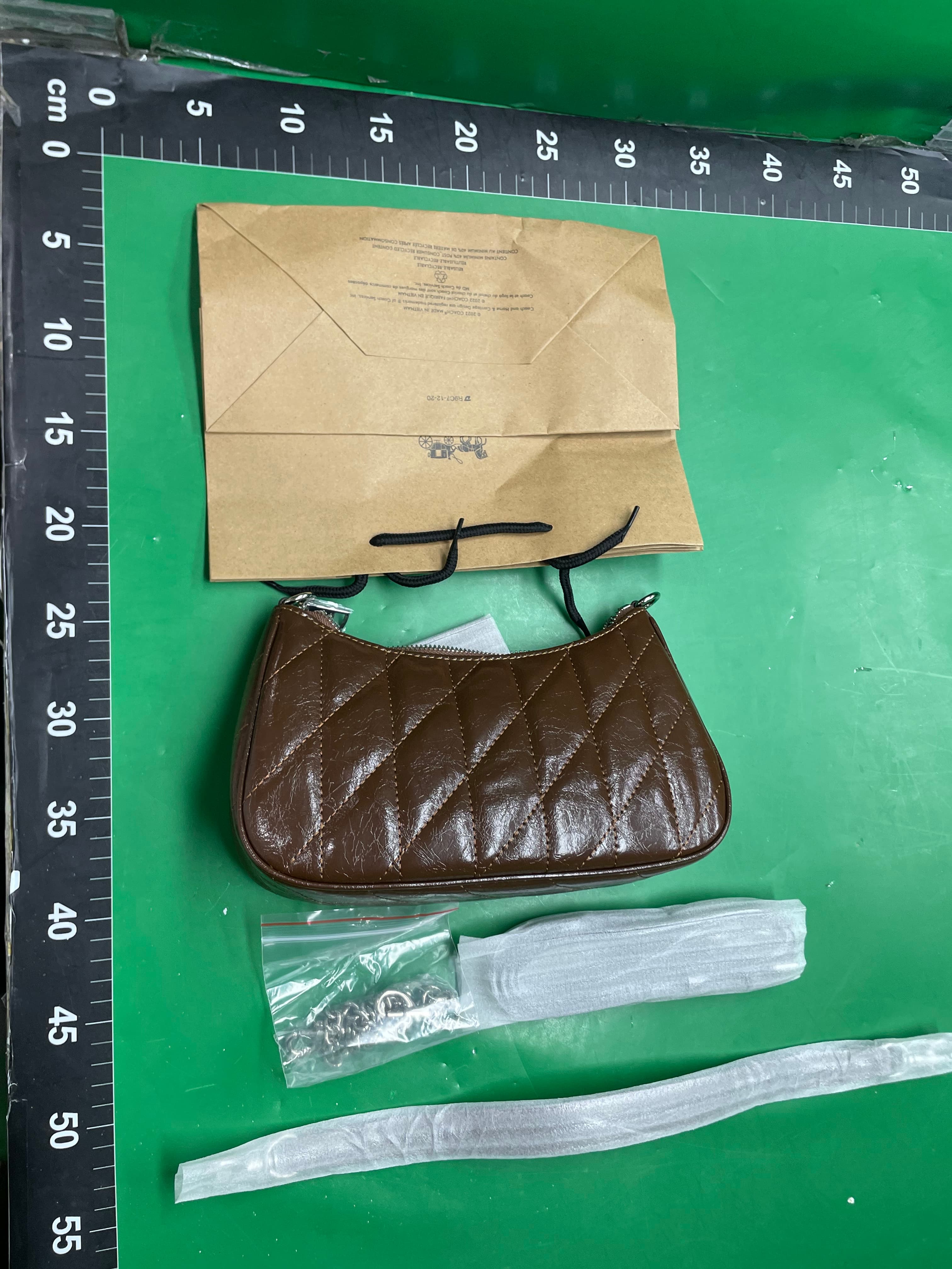 C家teri菱格腋下包单肩斜跨手提链条老花通勤百搭麻将包女真皮包 — foto QC 1
