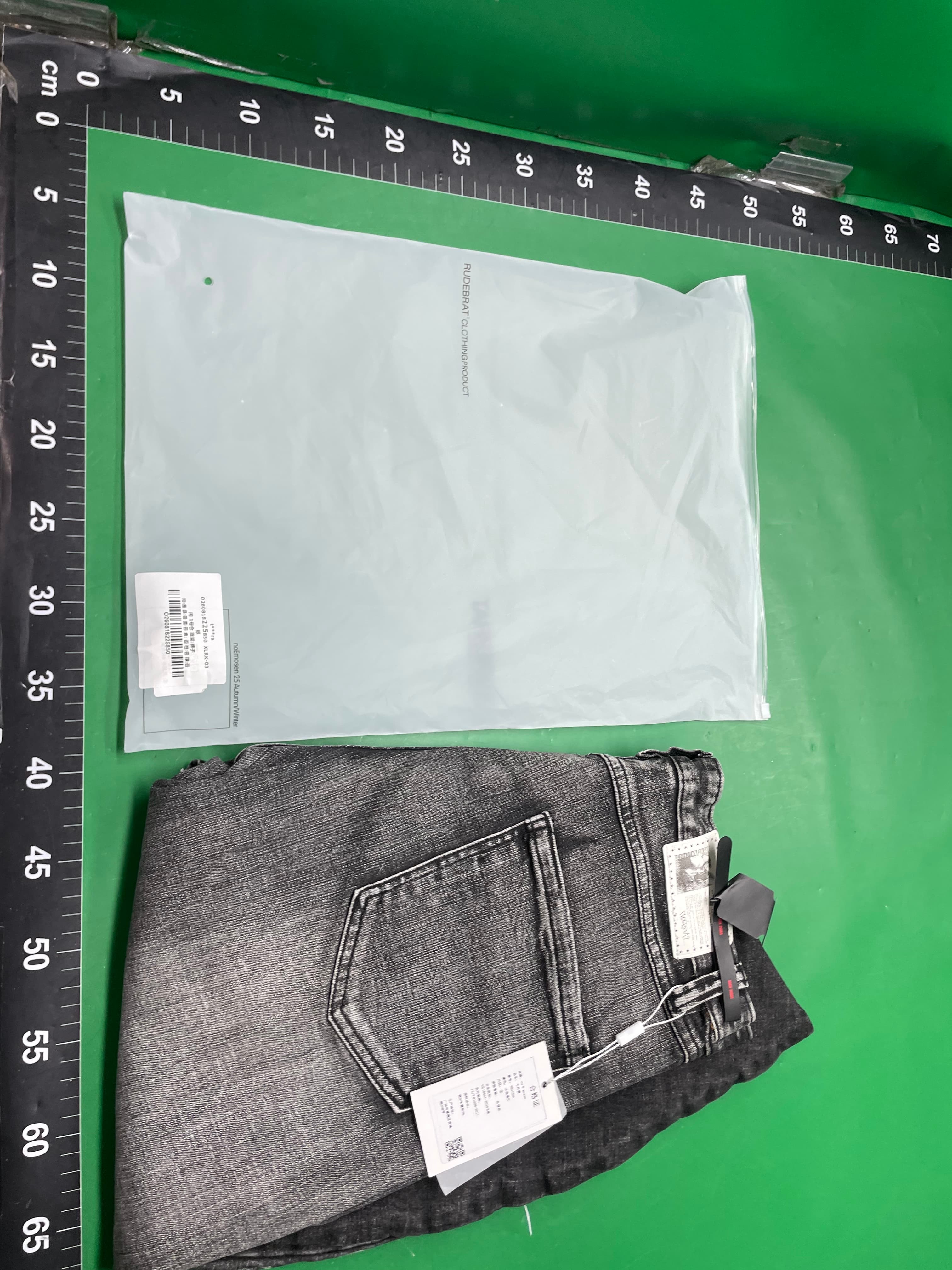 Noemosen*【Original Release】Ice Blue Cracked Washed Three-Dimensional Cat Whiskers Scimitar Cut Fog Blue Jeans — miniatura QC 2