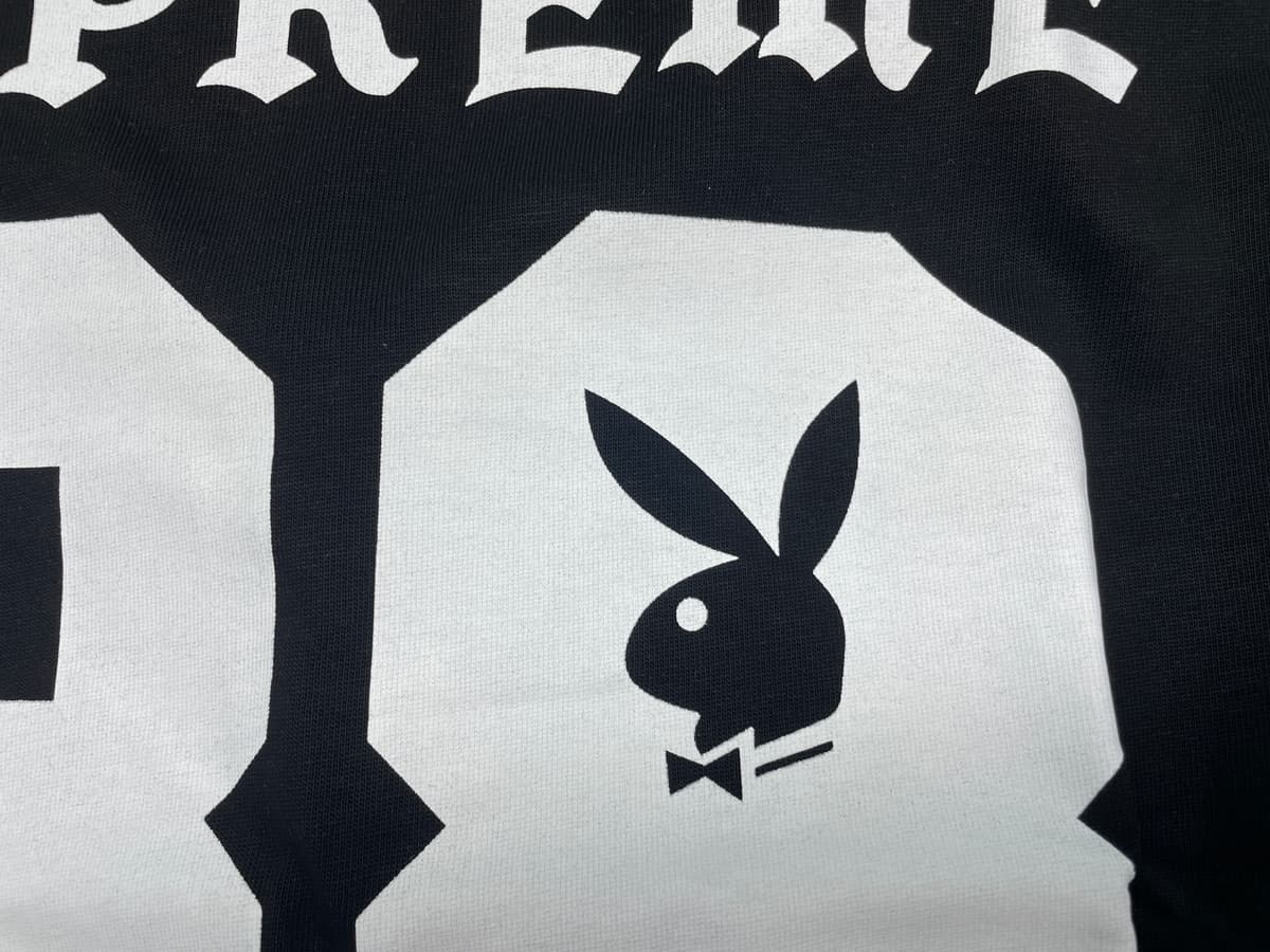 跨境SUP联名PLAYBOY88号兔子美式足球运动上衣圆领长袖T恤男女tee — miniatura QC 2