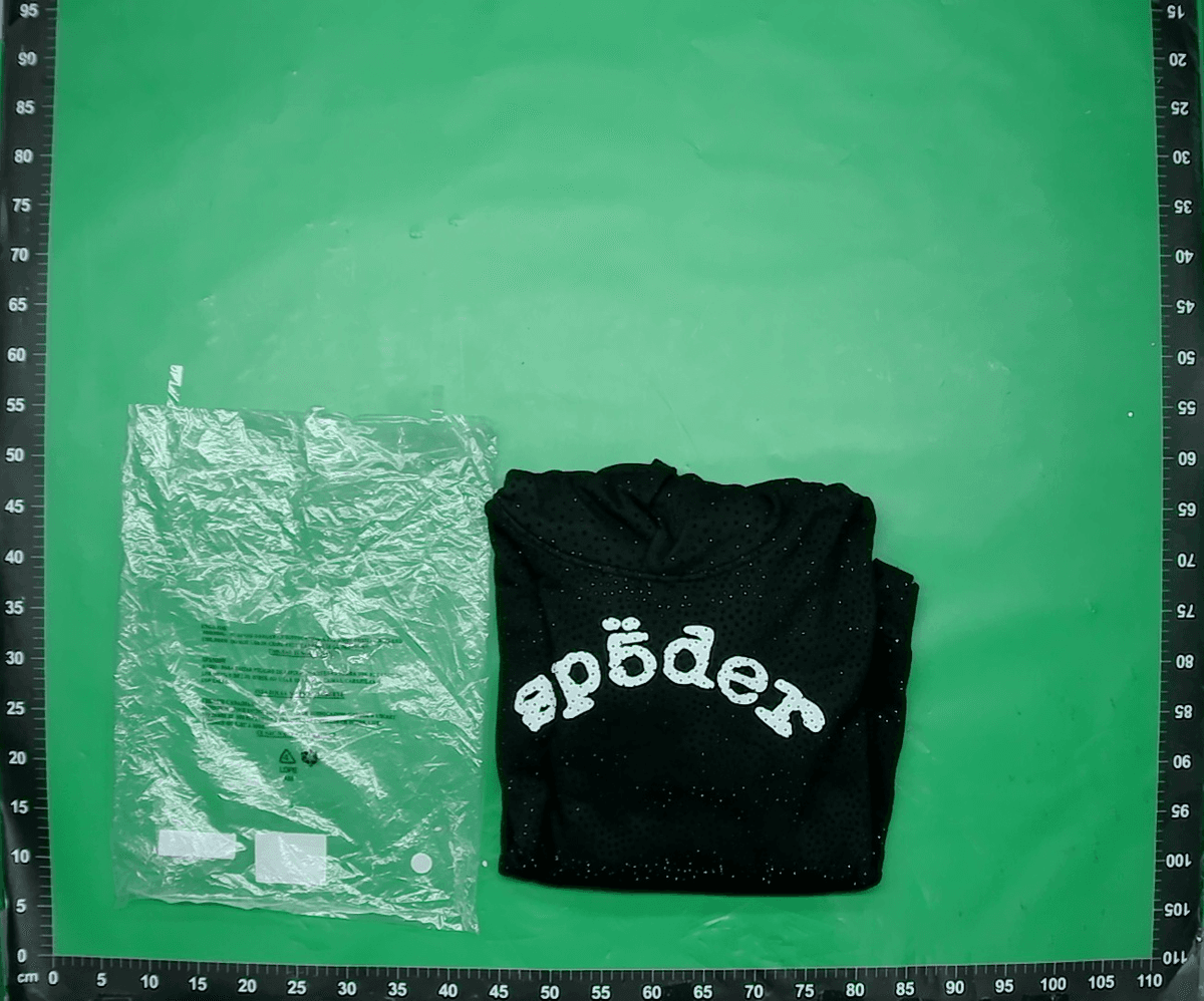 外贸原版重磅450G糕绒加厚卫衣发泡印蜘蛛网连帽衫Sp5der hoodies — foto QC 1