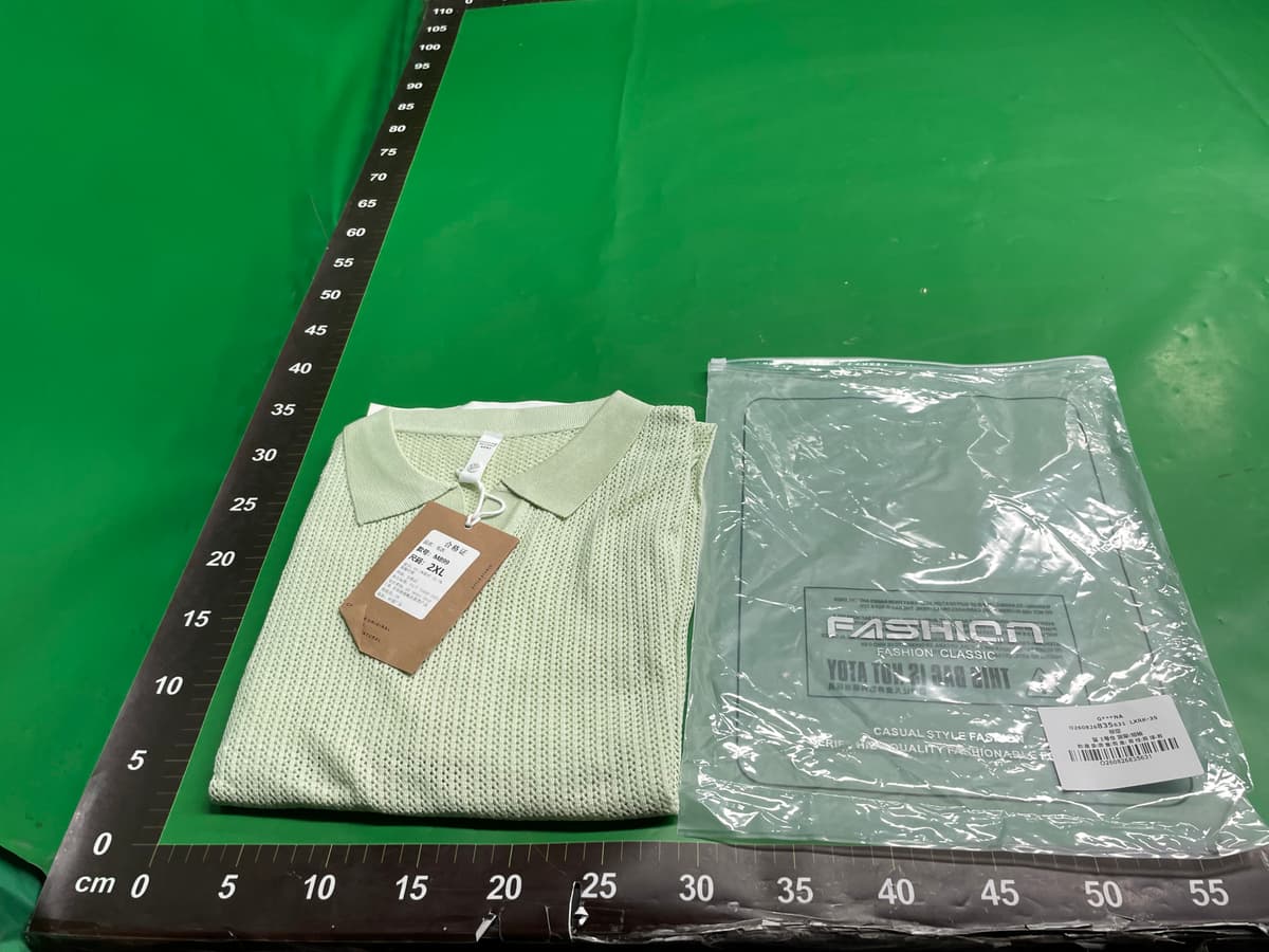 夏季新款男短袖POLO衫镂空透气针织衫小翻领V型领口男式短袖Polo — foto QC 1