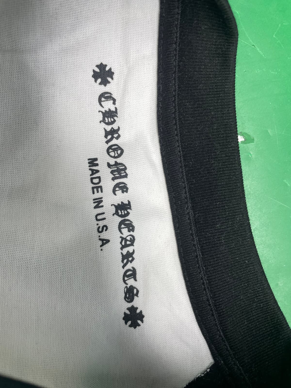 克罗伈Chrome Hearts高品质双纱纯棉拼色落肩袖秋季男士长袖T恤 — foto QC 1