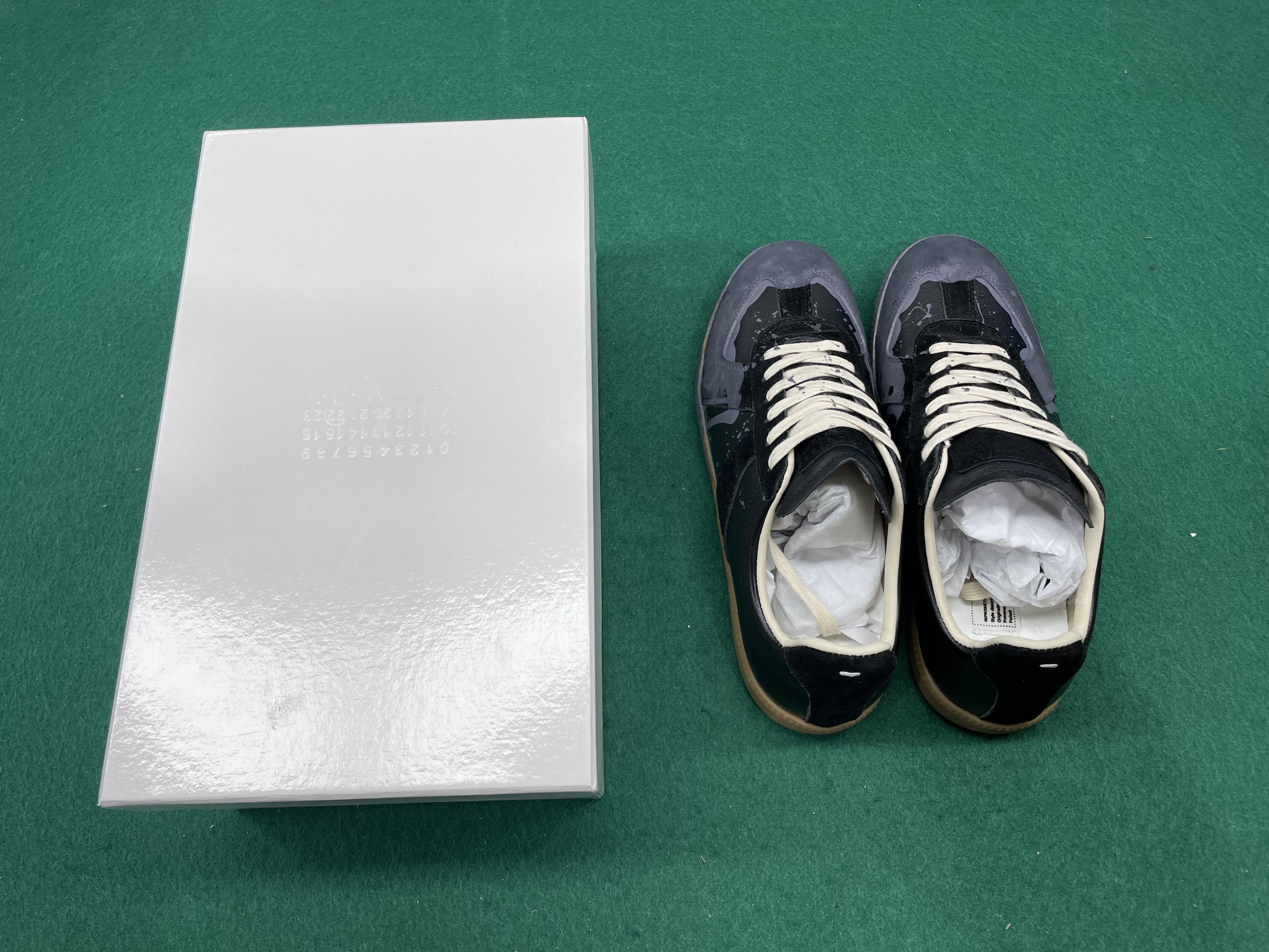 高定小众经典复古百搭涂鸦泼墨德训鞋男女同款情侣真皮小白鞋板鞋 — miniatura QC 3