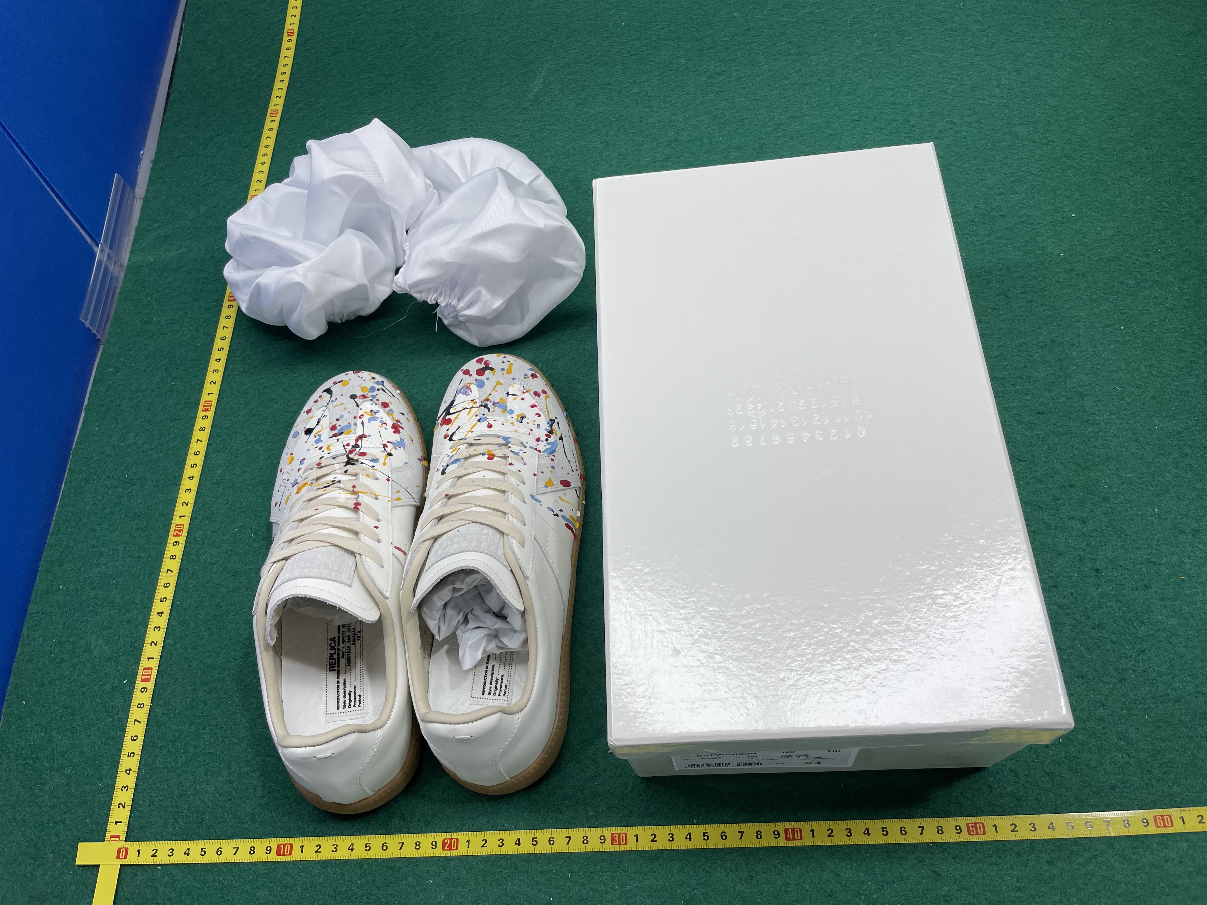 高定小众经典复古百搭涂鸦泼墨德训鞋男女同款情侣真皮小白鞋板鞋 — miniatura QC 2