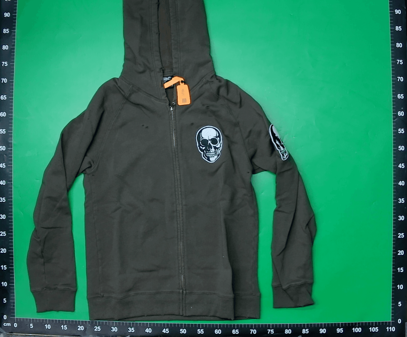 自主Number(N)ine04ssDouble Skull褐色骷髅毛毡连帽拉链外套卫衣 — miniatura QC 2