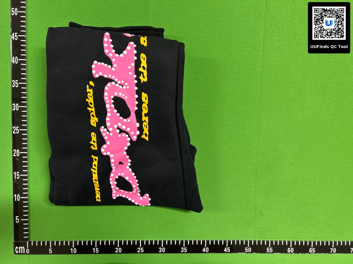 Sp5der Hoodle美式潮牌55555蜘蛛网PINK印花潮流加绒连帽衫卫衣 — foto QC 1