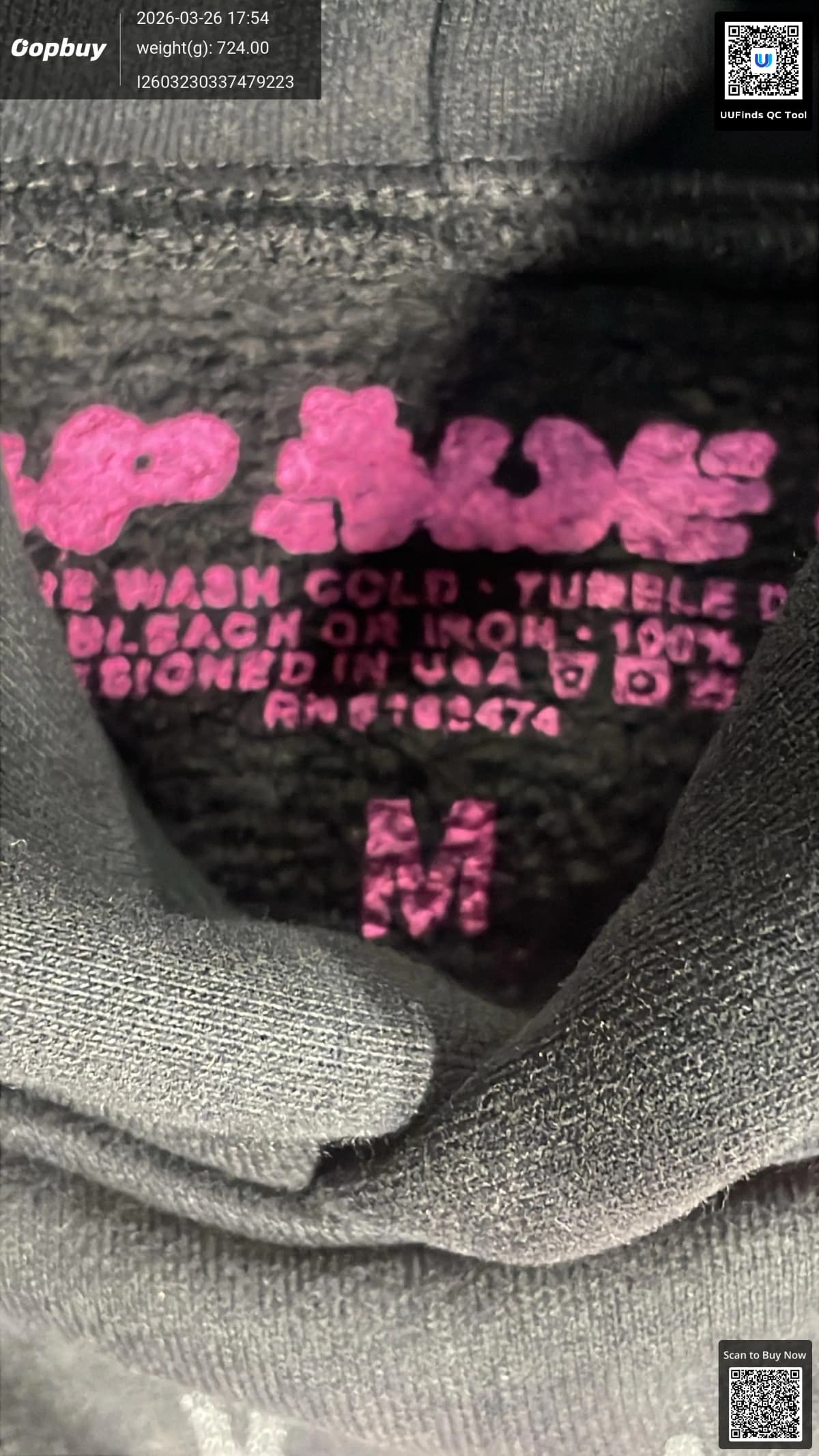 Sp5der Hoodle美式潮牌55555蜘蛛网PINK印花潮流加绒连帽衫卫衣 — foto QC 1