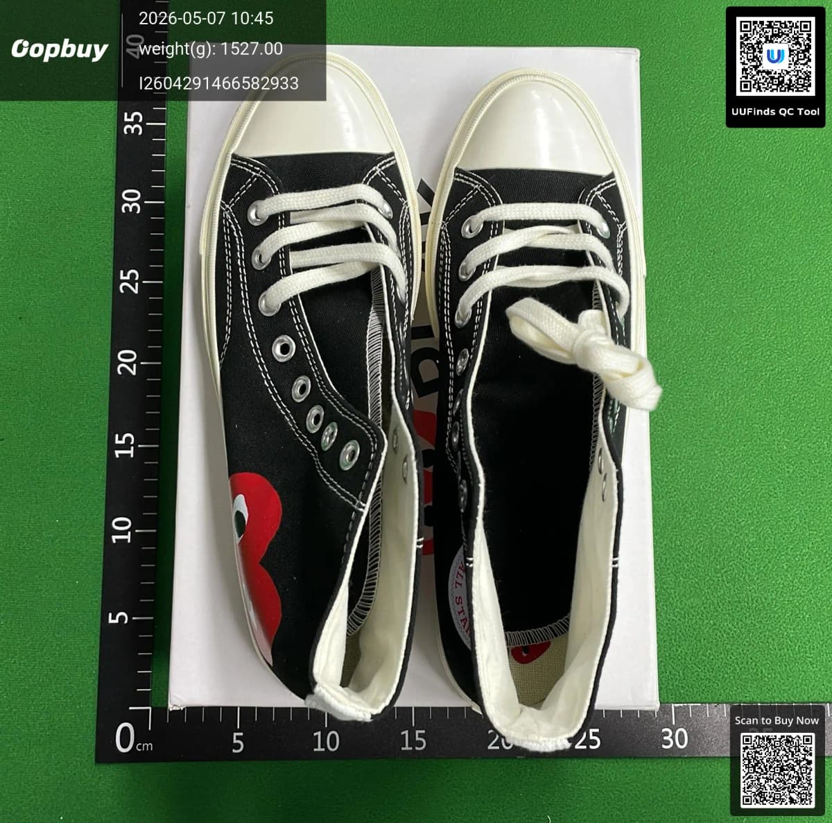CDG PLAY x Converse川久保龄 支持扫码 偏大一码 — foto QC 1